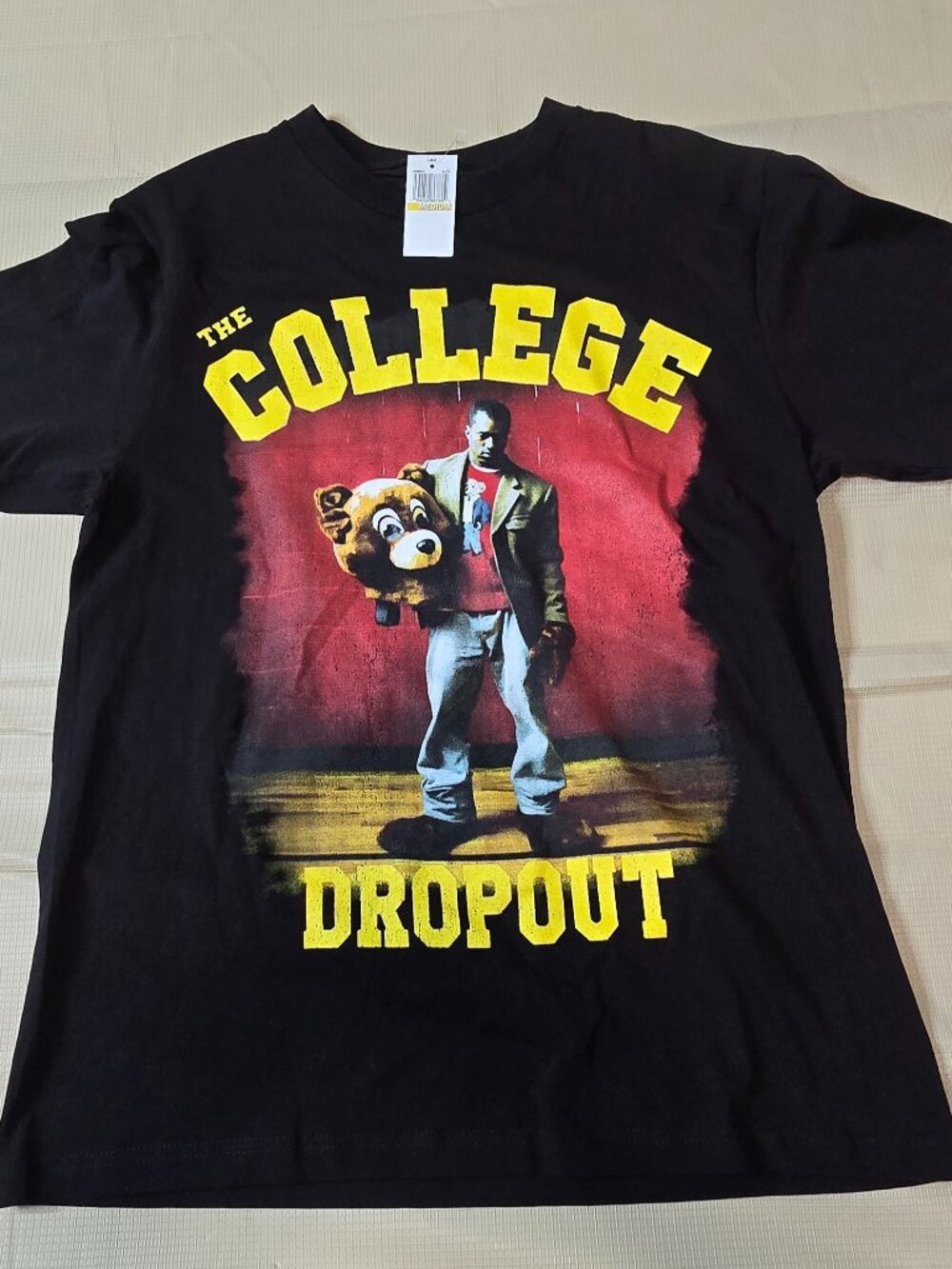 Yeezy College Dropout Graphic Print Black Crew Neck T-Shirt Mens Size Medium NWT
